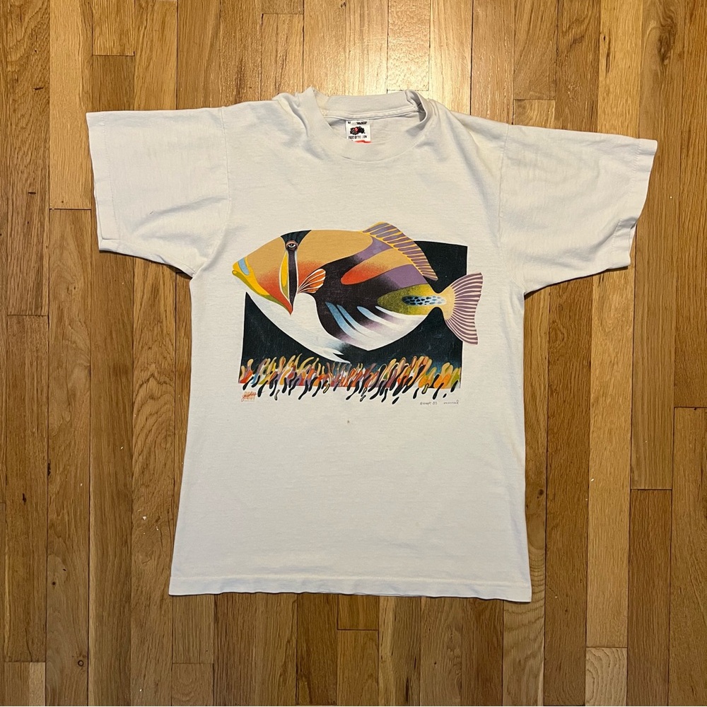 Vintage Triggerfish 80s Medium White T Shirt